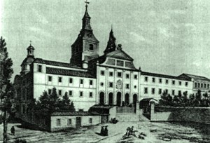 Grabado del antiguo convento de Recoletos de Madrid, que quiso evocarse en la nueva construcción de la residencia de Cea Bermúdez.