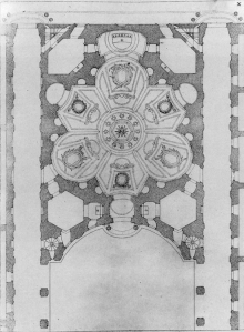 Dibujo de la planta de la capilla de Sant Ivo dellaSapienza