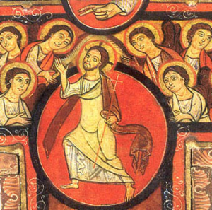 Círculo en la parte superior del Cristo de San Damián